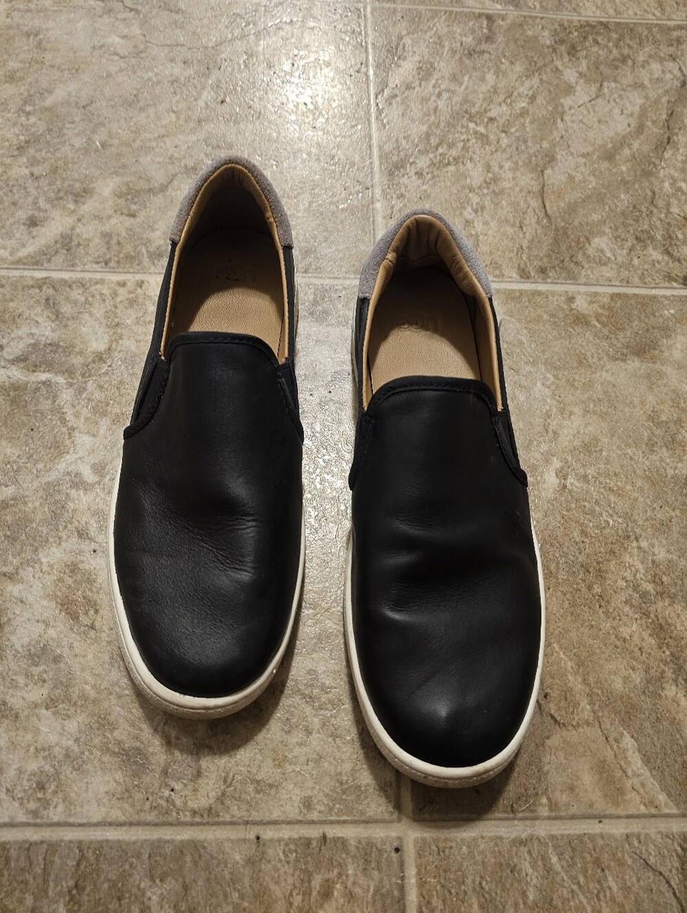 UGG Women's Black Slip-On Leather Loafers Size 9.5